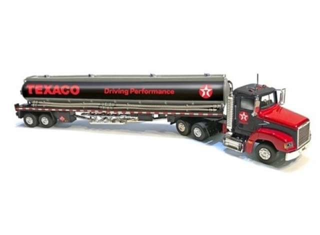 Auto World 1:43 Ford Texaco Gasoline Tanker Truck, zwart / rood / zilver