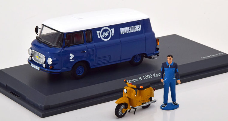 Schuco 1:43 Barkas B 1000 Simson Kundendienst blauw wit oplage 750 stuks