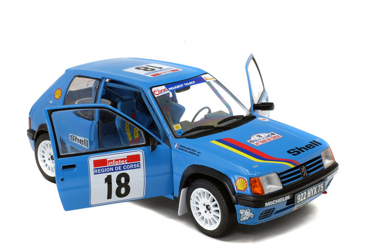 Solido 1:18 Peugeot 205 Rally PTS Tour de Corse H. Vericel / Chollier no 18