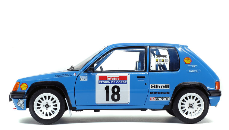 Solido 1:18 Peugeot 205 Rally PTS Tour de Corse H. Vericel / Chollier no 18