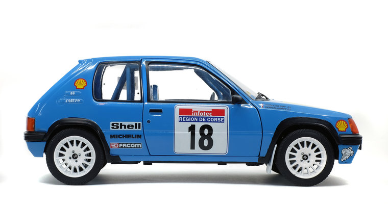 Solido 1:18 Peugeot 205 Rally PTS Tour de Corse H. Vericel / Chollier no 18