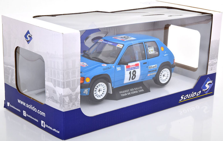 Solido 1:18 Peugeot 205 Rally PTS Tour de Corse H. Vericel / Chollier no 18