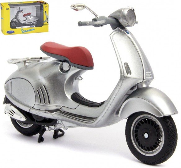 Welly 1:18 Vespa 946 2014 zilver rood