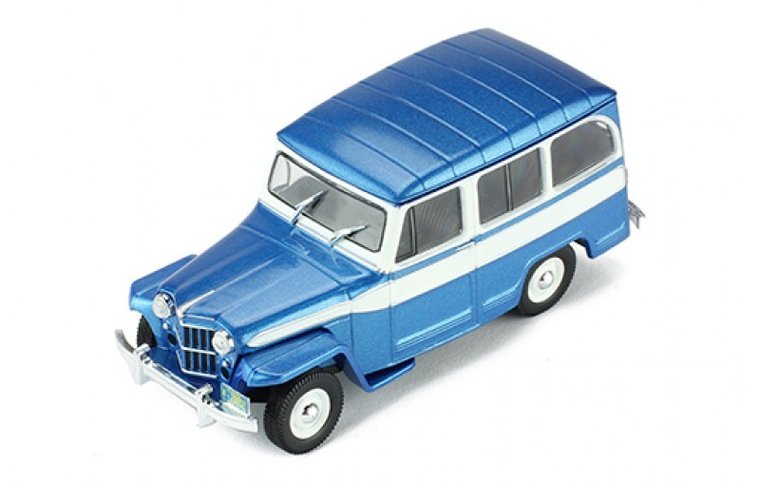 IXO 1:43 Jeep Willys Station Wagon 1960 blauw metallic wit