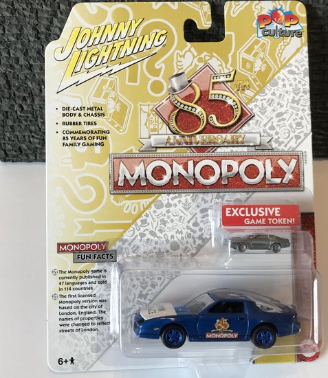 Johnny Lightning 1:64 Chevrolet Chevy Camaro Z28 1985 met Game Token 85 Anniversary Monopoly Pop Culture serie 2 no 2