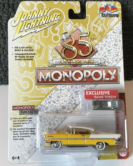 Johnny Lightning 1:64 Lincoln Premier 1957 met Game Token 85 Anniversary Monopoly Pop Culture serie 2 no 3