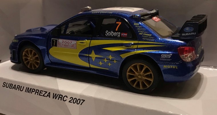 Kinsmart 1:36 Subaru Impreza WRC no7 Solberg, blauw geel 2007