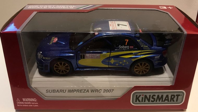Kinsmart 1:36 Subaru Impreza WRC no7 Solberg, blauw geel 2007