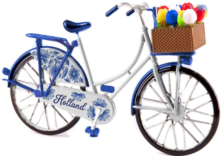 Matix miniatuurfiets Holland 15 x 9 cm metaal Delfts blauw