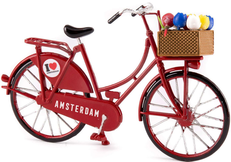 Matix miniatuurfiets Amsterdam 15 x 9 cm metaal rood