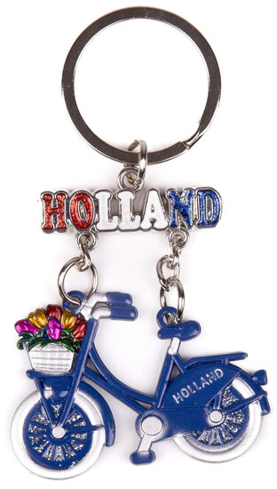 Matix sleutelhanger Holland Fiets staal blauw/zilver