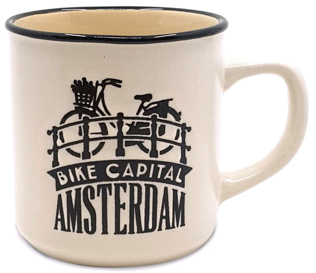 Matix mok Amsterdam Bike Capital 250 ml keramiek cr&egrave;me/zwart