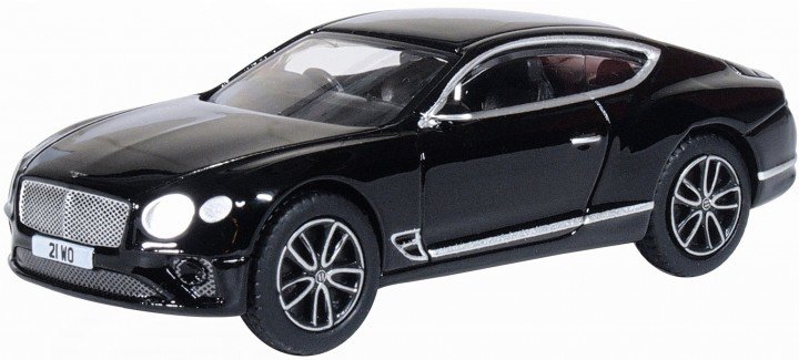Oxford 1:76 Bentley Continental GT zwart in vitrine