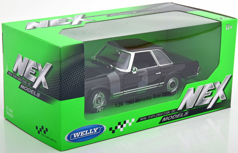 Welly 1:24 Mercedes Benz 230 SL W113 Hardtop 1963 zwart