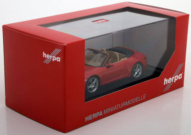 Herpa 1:43 Porsche 911 ( 991) Carrera 4 Cabrio rood