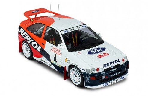 IXO 1:18 Ford Escort RS Cosworth, No.4, Repsol C. Sainz L. Moya Rally San Remo 1999 wit rood