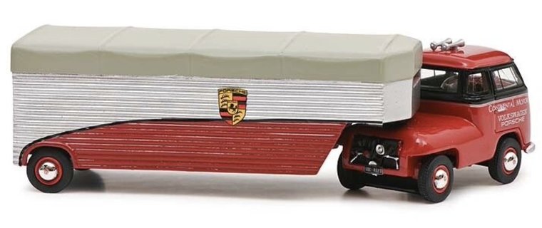 Schuco 1:64 Volkswagen T1 Renntransporter Continental Motors Porsche rood zwart