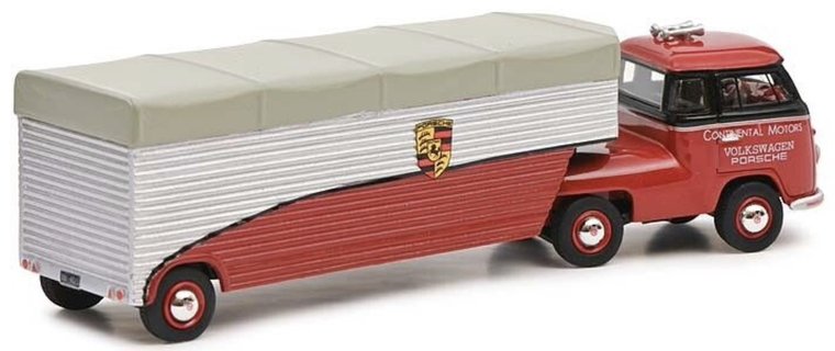 Schuco 1:64 Volkswagen T1 Renntransporter Continental Motors Porsche rood zwart