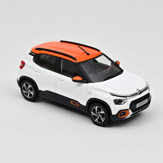 Norev 1:43 Citroen C3 (Indian market) 2021 wit met oranje