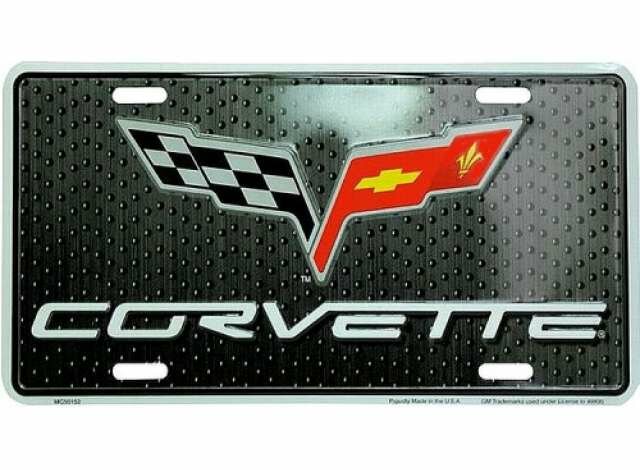 Tac Signs Funny Plates Chevrolet Corvette Racing Vlag, metaal 30 x 15 cm 