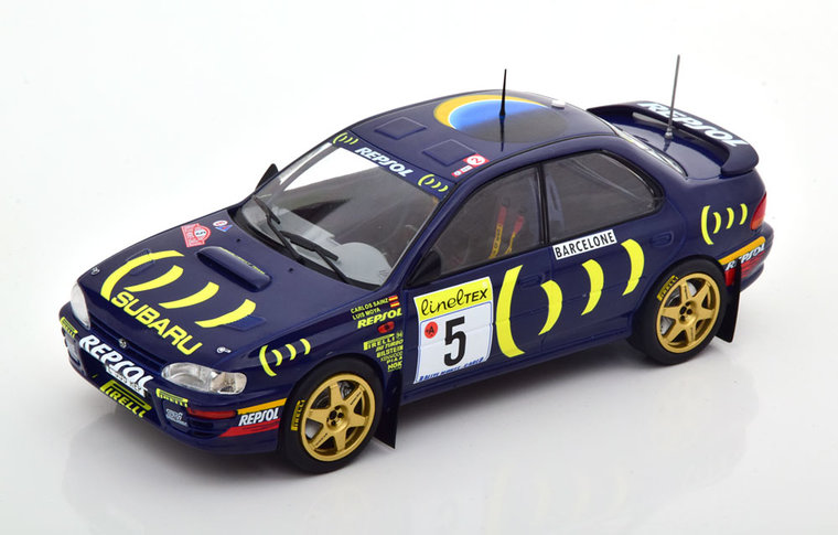 IXO 1:24 Subaru Impreza 555, No5 Subaru Rally Team, C. Sainz / L. Moya RMC 1995 blauw