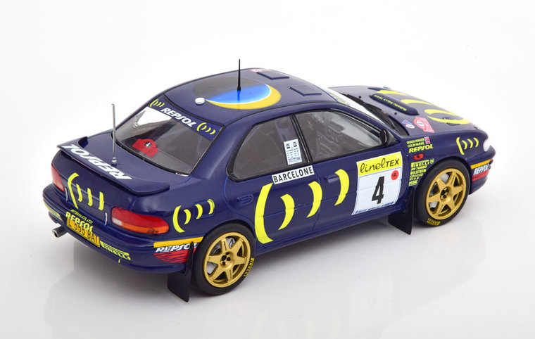 IXO 1:24 Subaru Impreza 555, No4 Subaru Rally Team, C. McRae D. Ringer RMC 1995 blauw