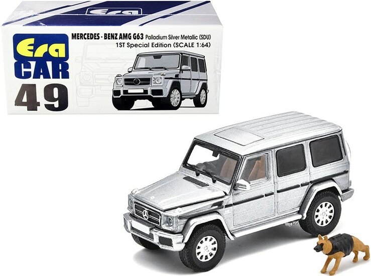 Era Car 1:64 Mercedes Benz G63 Palladium ( SDU) met hond zilver metallic 2021