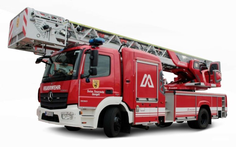 Bburago 1:50 Mercedes Benz Atego Magirus DLK 23/12, Feuerwehr / brandweer