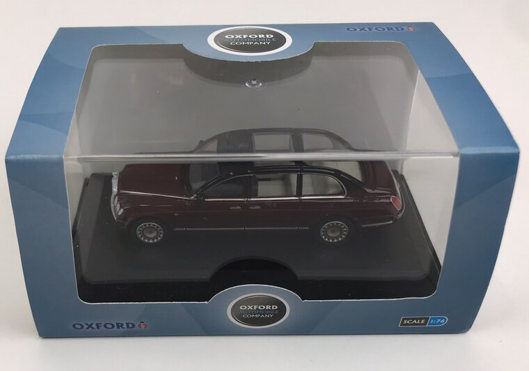 Oxford 1:76 Bentley State Limousine HM The Queen donkerrood, in vitrine