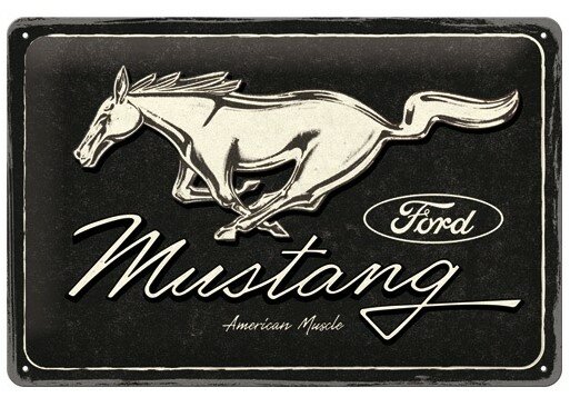 tin sign 20 x 30  Ford Mustang / Horse Logo Black				