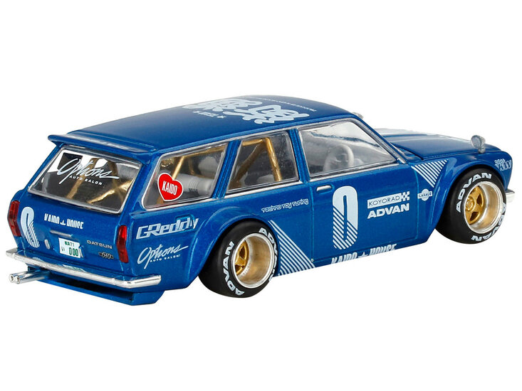 Mini GT 1:64 Datsun 510 wagon &quot;Kaido House&quot; 1971 blauw