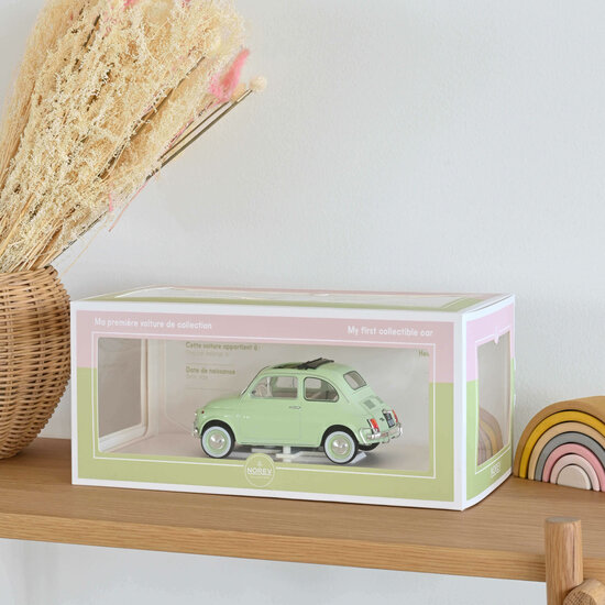 Norev 1:18 Fiat 500 L 1968  Light green, w/ special birth pack (Reprod 2022)
