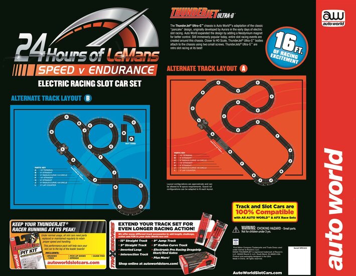 Autoworld 1:64 Slot Car Set 24 Hours of Le Mans Speed v Endurance, 16 feet ( 4,88 m) track lengte set, 