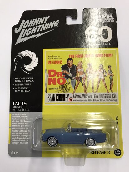 Johnny Lightning 1:64 James Bond Sunbeam Alpine Tiger ( Gr No) 1962 blauw, 60 Years of Jame Bond 007