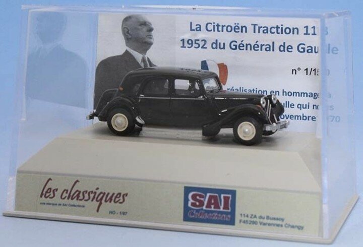 Les Classiques 1:87  Citroen Traction 11B Du General De Gaulle 1952 zwart 