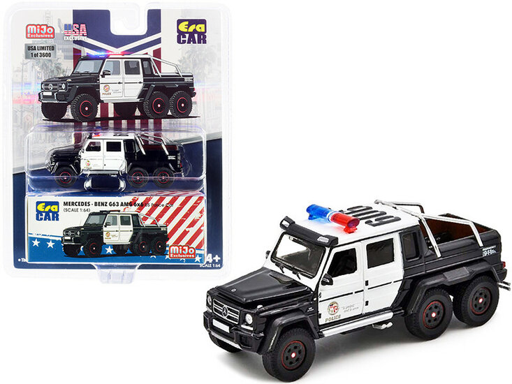 Era Car 1:64 Mercedes Benz G63 AMG 6x6 2022 Pickup U.S. Police Car zwart wit