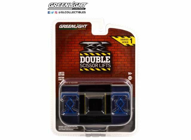 Greenlight 1:64 Auto Body Shop Automotive Double Scissor Lifts Series 1 blauw