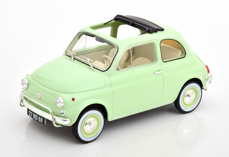 Norev 1:18 Fiat 500 L 1968  Light green, w/ special birth pack (Reprod 2022)