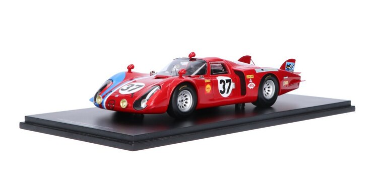 Spark 1:18 Alfa Romeo 33/2 No.37, Pilette/Slotemaker 24h Le Mans 1968 met vitrine