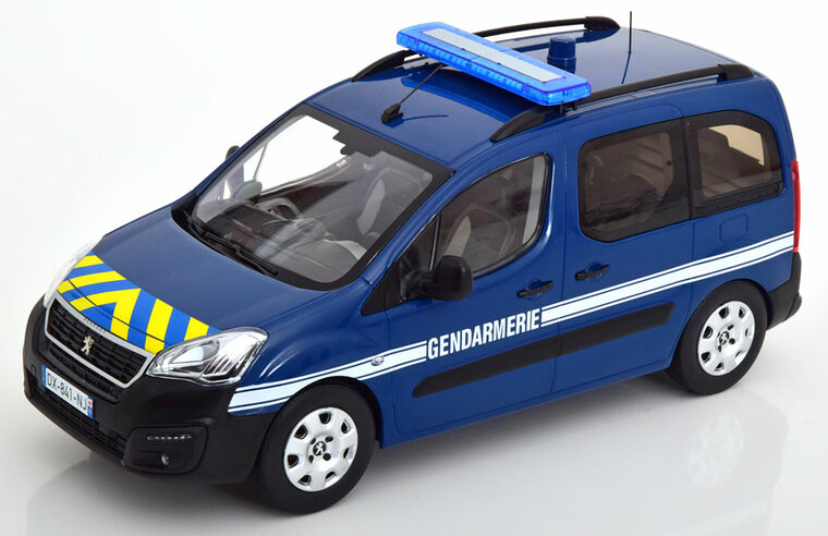 Norev 1:18 Peugeot Partner 2016 Gendarmerie Blue &amp; Yellow striping.