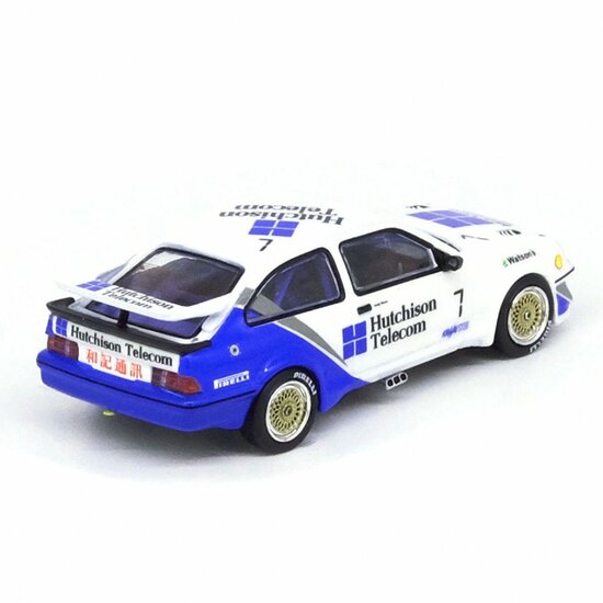 Inno Models 1:64 Ford Sierra RS500 Cosworth no7 Hutchison Telecom Macau Guia Race 1989, wit/ blauw