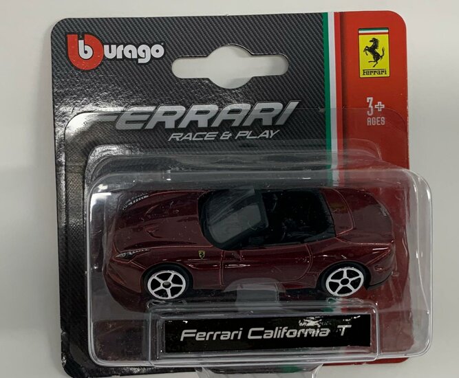 Bburago Ferrari 3 inch Ferrari California T open Race &amp; Play rood metallic