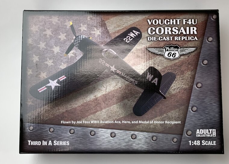 Liberty Classics 1:48 Vought F4U Corsair Die-cast Replica 1944. The wing span is +/- 28 cm