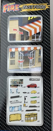 Bburago 1:43 Bburago City Fast Food with Volkswagen Polo GTI Mark 5 rood - Build Your City Kit