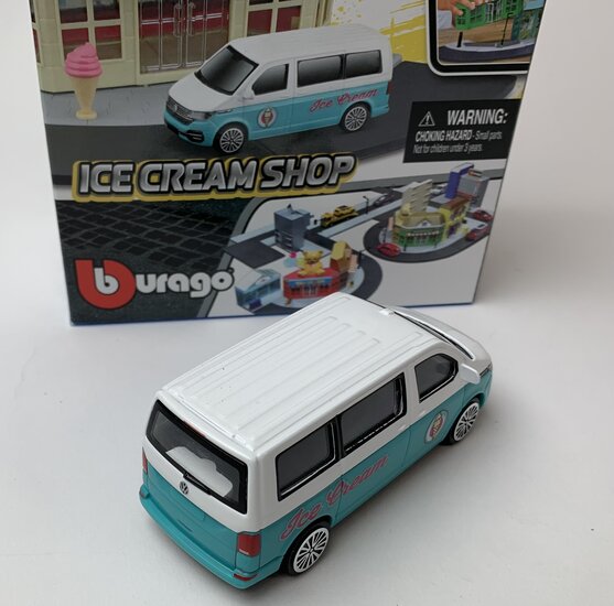 Bburago 1:43 Bburago City Ice Cream Shop with Volkswagen T6 Transporter 2020 - Build Your City Kit