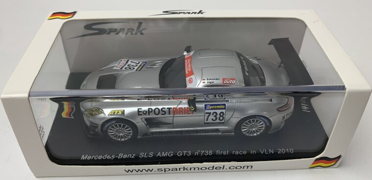 Spark 1:43 Mercedes Benz SLS AMG GT3 no 738 B. Schneider - T. Jager First Race in VLN 2010, Limited  750 pcs