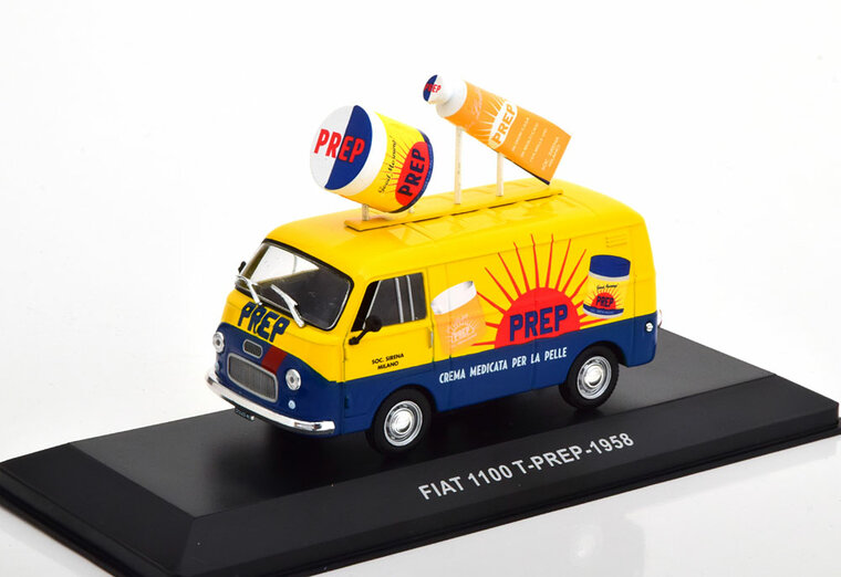 Attlas 1:43 Fiat 1100 T van PREP 1958 geel blauw