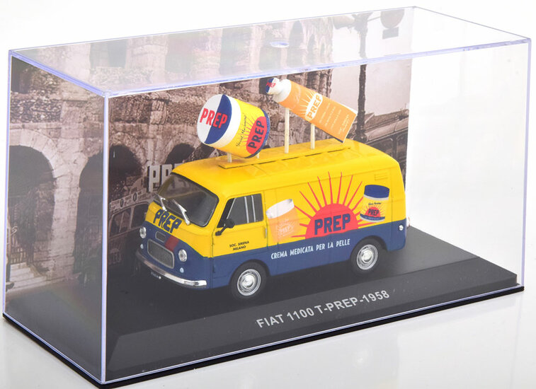 Attlas 1:43 Fiat 1100 T van PREP 1958 geel blauw