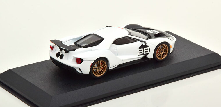Greenlght 1:43 Ford GT no 98 Heritage Edition 2021 wit oranje zwart