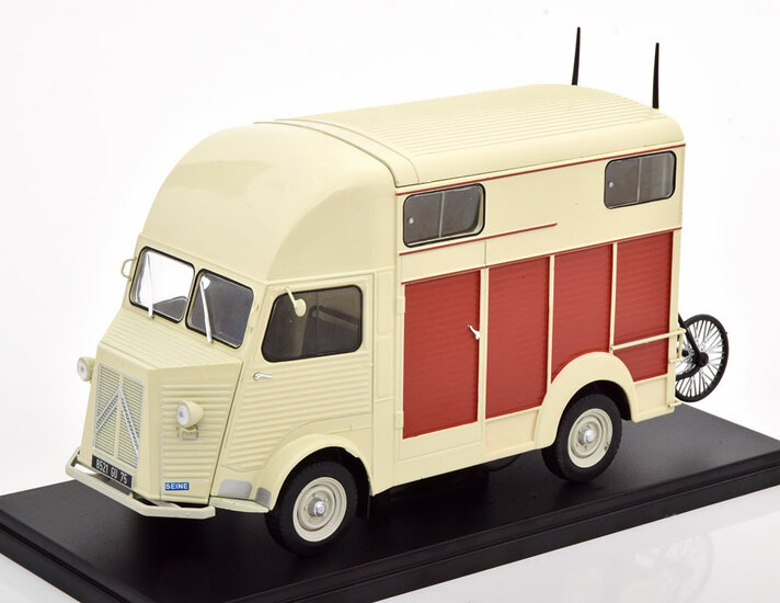 Atlas 1:24 Citroen Type H Van Heuliez Pferde Transporter creme bruin in blisterverpakking